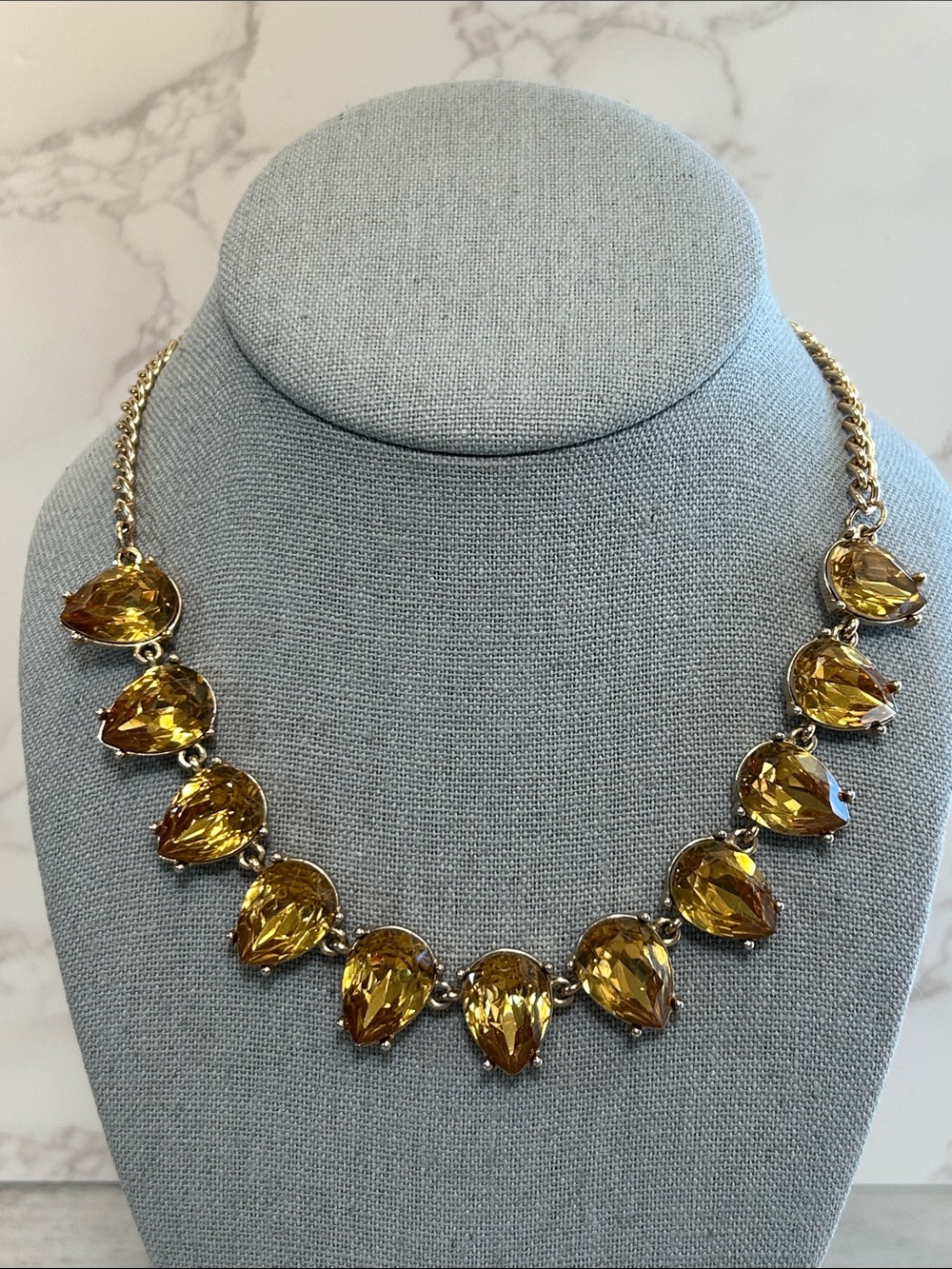 Natasha Couture Gold-Tone Necklace with Yellow Teardrop Crystals